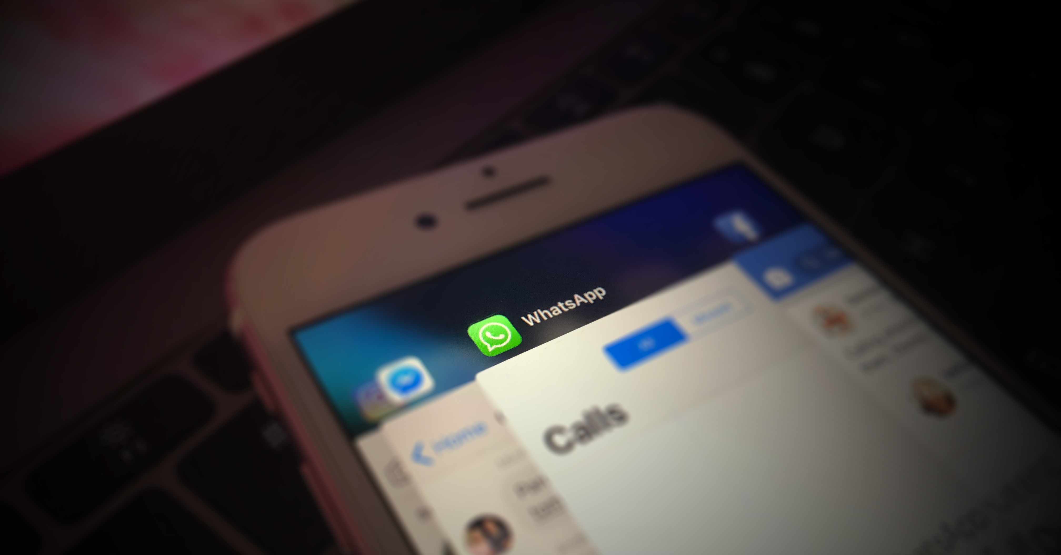 WhatsApp, Facebook, and Messenger open on a phone screen