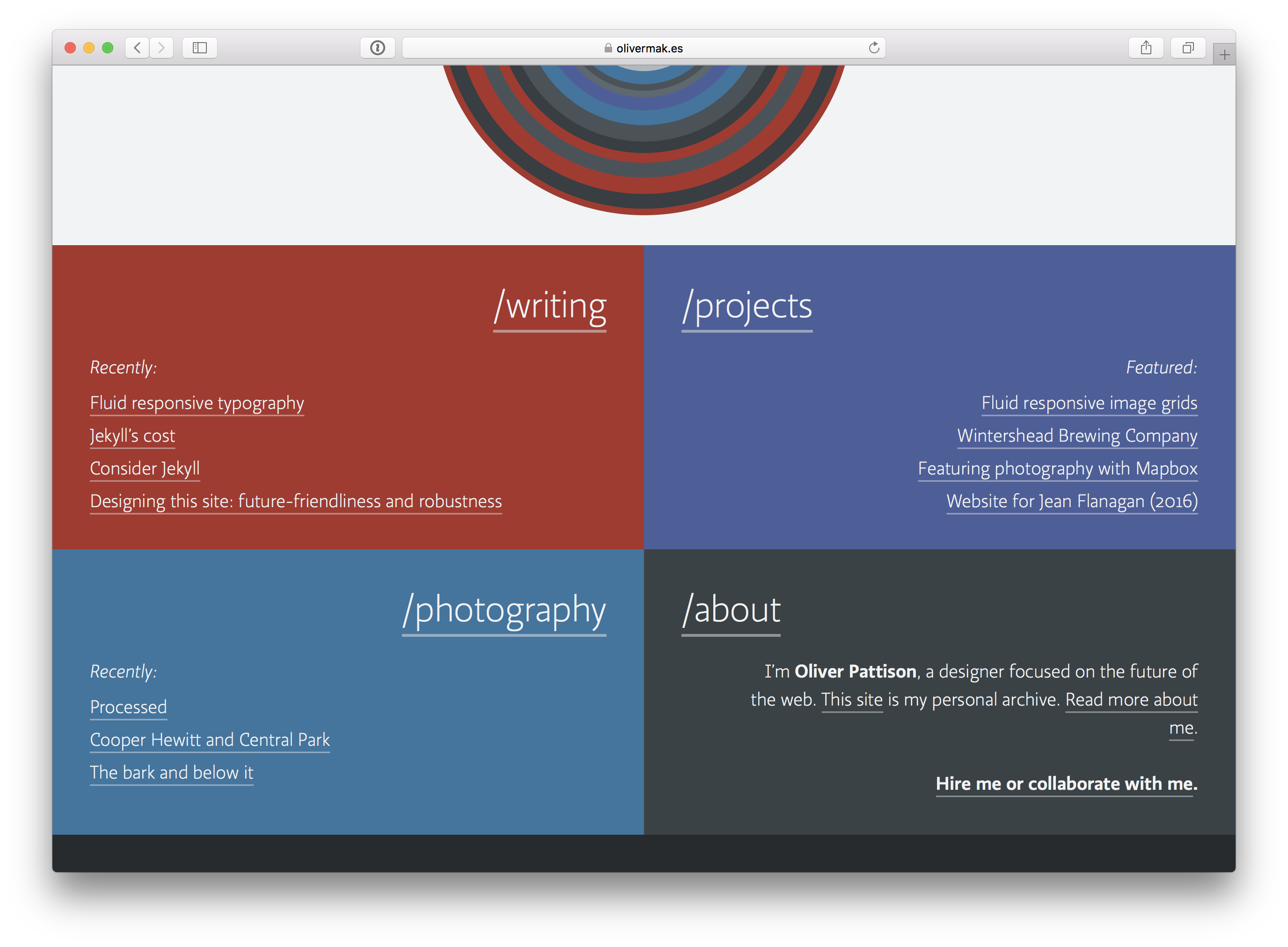 the home page of Oliver Pattison's website