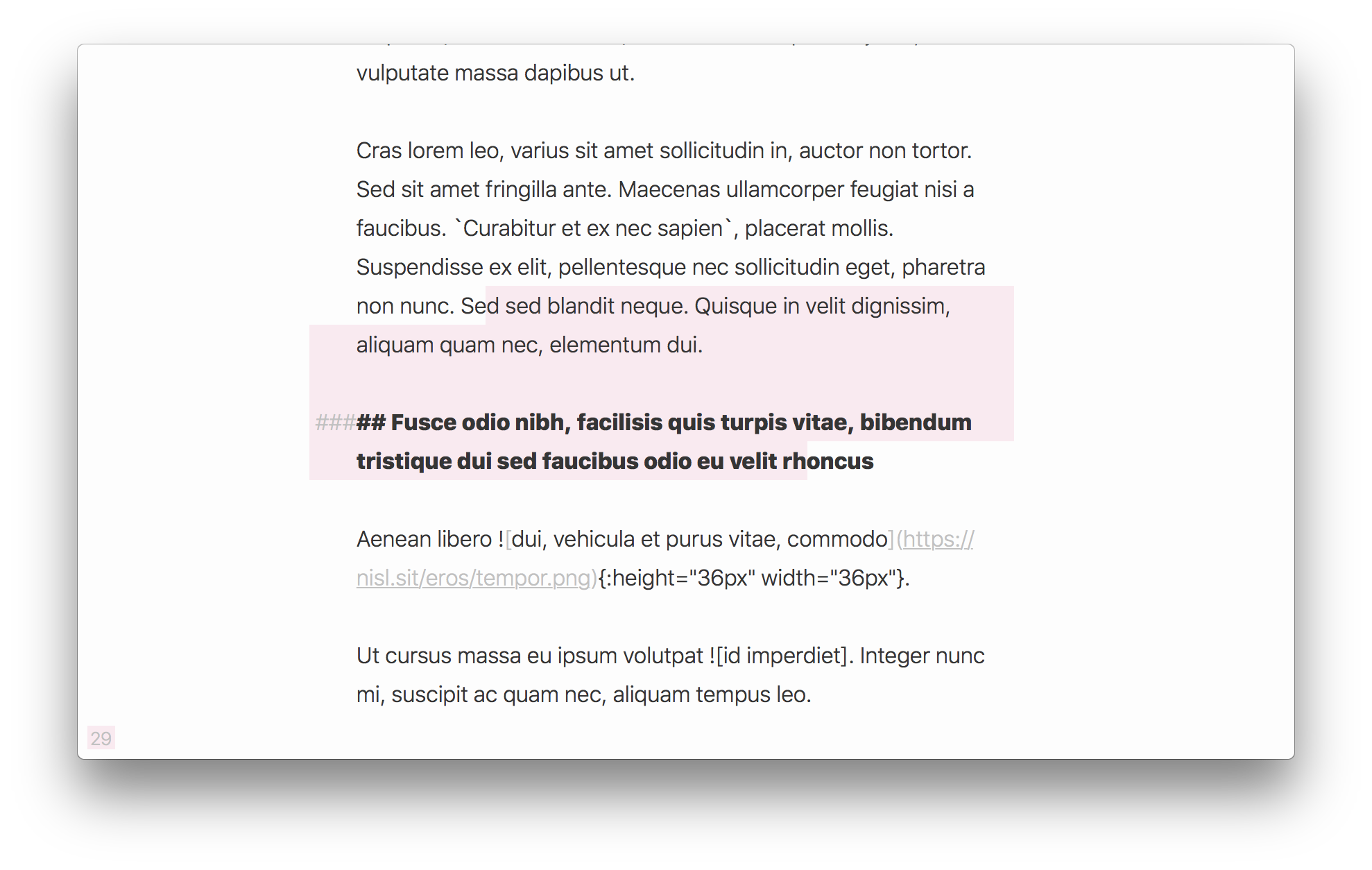 a screenshot of Paper, which does does not properly render all Markdown elements in the view
