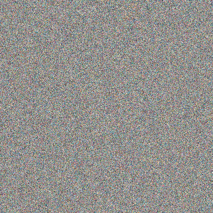 An image of visual noise; each individual pixel is a random color (including shades of black and white) and there is no discernable pattern