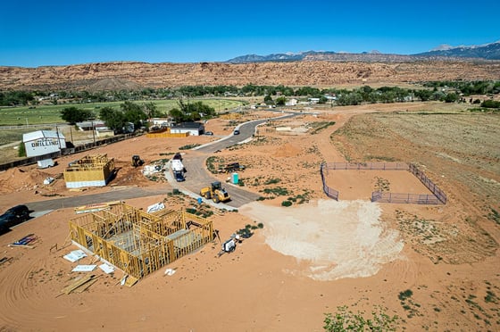 aerial view of the Peak View Subdivision in Spanish Valley, south of Moab, Utah